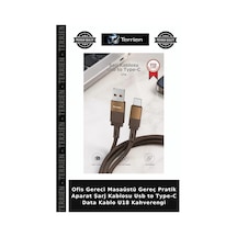Ofis Gereci Masaüstü Gereç Pratik Aparat Şarj Kablosu Usb To Type-c Data Kablo U18 Kahverengi
