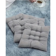4 Lü Sandalye Minderi Bağcıklı, Çökme Yapmaz Sünger Dolgulu, Yıkanabilir 40x40 Cm Gri Açık Gri