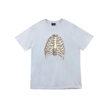 Stoned&Fame Unisex Beyaz Kurukafa Baskılı T-shirt Beyaz
