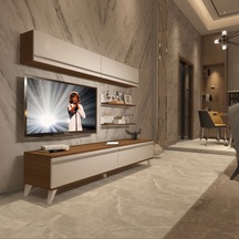 Decoraktiv Eko 5 Mdf Std Retro Tv Ünitesi Tv Sehpası - Ceviz Beyaz Ceviz - Beyaz