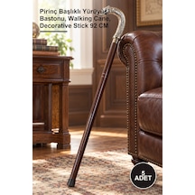 5 Adet Fil Başlıklı Pirinç Baston Pirinç Başlıklı Yürüyüş Bastonu, Walking Cane, Decorative Stick 92 Cm