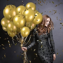 Vıp 100 Pcs Shıny Metallıc Gold Balloon Vıp Kalite Parlak Metalik Gold Balon Helyum Gazı Uyumlu