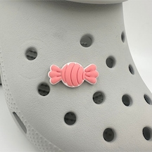 Crocs Terlik Süsü Ve Aksesuarı , Çanta Süsü Jibbitz 3d Kabartma Şeker 05 Görsel Figür Aksesuar Pembe-beyaz