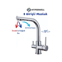 Hyperwell 3 Girişli Mutfak Bataryası - 3 Yollu Musluk 3 Fonksiyonlu Musluk - Sıcak, Soğuk, Arıtma