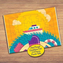 Yaz Mevsimi Denizde Gemi Çocuklara Özel Puzzle Yapboz Tablo-145Pz