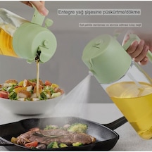 Cam Yağdanlık Çift Fonksiyonlu 500ml Kulplu Zeytinyağı Sıvıyağ Şişesi Airfryer Sprey Yağlık Yeşil Diğer