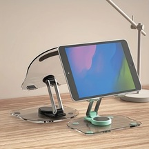 Chenkestoreone 360 Derece Dönebilen Akrilik Tablet Ve Telefon Standı - Katlanabilir, Taşınabilir, Şeffaf Siyah Şeffaf Siyah