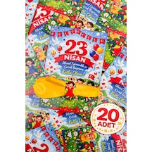 20 Adet 23 Nisan Şeker Ve Balon Konulabilen Tebrik Kartı 20'li Set Sınıf Dağıtımlık Hediyelik Kart