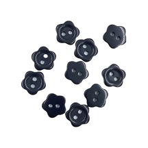 10 Adet 10 mm Çiçek Düğme Siyah