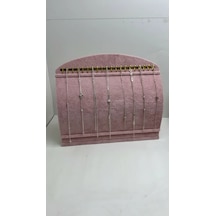 Bombeli Süet Kumaş Pembe Renk 20/24 Cm Ayaklı Kancalı Bileklik Sergileme Standı
