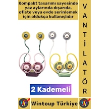 Vantilatör Sessiz Çalışma Kablosuz Taşınabilir Usb Şarjlı 2 Kademeli Şık El Boyun Fanı Vantilatör