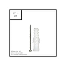 Dübel-vida Seti, Beyaz Dübel 14 Mm, 5,0x80 Yhb Sunta Vidası, 10 Adet