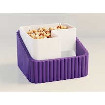 3d Baskı Fıstık Kasesi - Çift Hazneli Kabuk Ayırıcı Sunum Kasesi - Mor Beyaz Çok Renkli