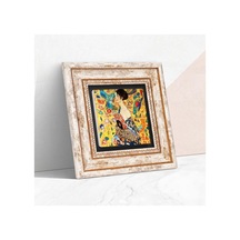 Gustav Klimt Yelpazeli Kadın Taş Duvar Tablosu - Çerçeveli Taş Tablo - Dekoratif Duvar Sanatı - Modern Ev Ve Ofis Duvar Dekoru T1-275