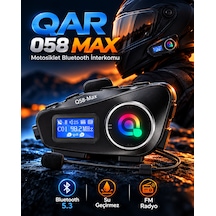 Q58-max Motosiklet Kask Bluetooth Kulaklık İnterkomlu Lcd Ekranlı Su Geçirmez Gürültü Önleyici Kablosuz Kask İçi Kulaklık