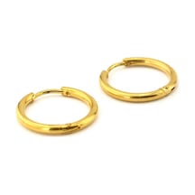 Sarı Renkli Çelik 18 MM Geniş Boy Ince Halka Erkek Küpe E762 Çok Renkli