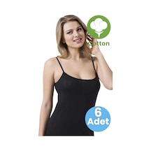 Tezzgelsin Kadın 6'lı İnce Askılı Desenli Lilyum Atlet Siyah