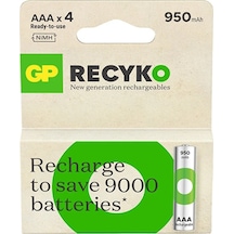 Gp Recyko 1000 Aaa I Nce Kalem Ni-mh Şarjlı Pil 1.2 Volt 4lü Kart
