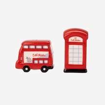 London Kırmızı Stoneware Tuzluk Ve Biberlik 12,5x5,5x9 Cm