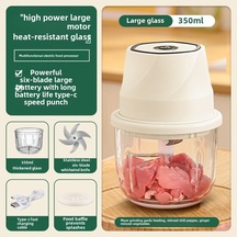 Symbee 350ml Cam Kase 6 Blatlı Elektrikli Sarımsak Çırpıcı - Hızlı Sarımsak Ezici Ve Püreleyici Mutfak Aleti Krem Beyaz Diğer