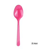 Roll Up Plastik Şeker Pembe Kaşık 25'li