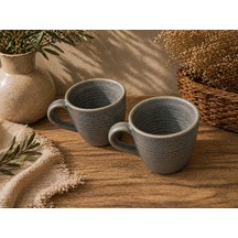2'li Hornfels Ripple Mug 320 Cc Seramik Kahve Stoneware Kupa Espresso Ve Kahve Kupası Modern Kulplu