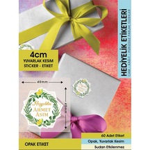 Limon Çiçekli Çelenk Modeli Ürünlerinize Özel 4 CM - 60 Adet Opak Sticker Renkli