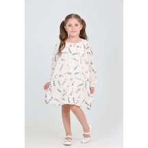 Toontoy Kids Toontoy Kız Çocuk Çiçekli Volanlı Elbise Somon