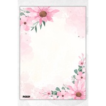 A5 Çiçek Bloknot Çizgisiz Defter - 50 Yaprak - Memopad - Notepad - Not Defteri - Not Kağıdı - 1945 Çok Renkli