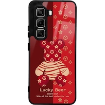 İnfinix Hot 50 Pro Uyumlu Red Lucky Bear Tasarımlı Glossy Telefon Kılıfı Çok Renkli