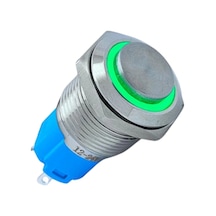 E20 16mm Metal Buton Kalıcılı 12-24v Yeşil Led 1no/1nc