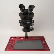 Myscope Td-7s Kamera Yuvalı Profesyonel Trioküler Siyah Kafa Tamir Mikroskobu Geniş Kırmızı Çalışma Tablası My-7s