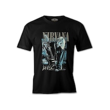 Nirvana - Kurt Cobain With The Guitar Siyah Erkek Tshirt 001
