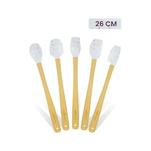 Valletta Indigo 5'li Beyaz Renkli Noktalı Bambu Silikon Spatula