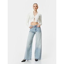 Koton Crop Hırka Fermuarlı Dik Yaka Fitilli Viskon Karışımlı Beyaz 4sak30032ek 4SAK30032EK000 Beyaz
