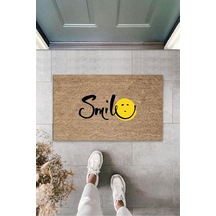 Kahverengi Kapı Önü Paspası Smile Desen  K-3269