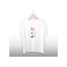 Kelebek Live Detaylı Unisex Tişört Beyaz