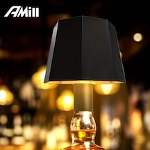 Chuangyinshop Siyah Sekizgen Şarap Şişesi Led Lamba, 3 Renk Dokunmatik, Usb Şarjlı, Pilli Dekoratif Aydınlatma