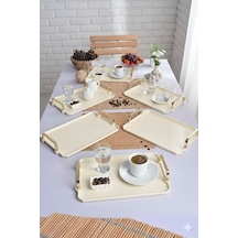 Şura Mutfak Akrilik Kahve Sunum Tepsisi, Krem, 25x17 Cm, 6'lı Set Çok Renkli