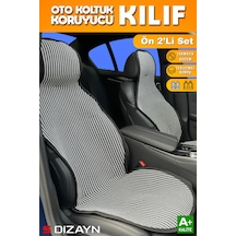 S-dizayn Oto Koltuk Koruyucu Kılıf Çizgili Füme Beyaz Universal 2 Parça Ön A+ Kalite