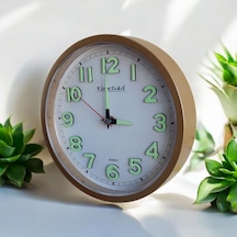Fosforlu 3d Kabartma Rakam Mini Küçük Duvar Saati Çap 22 Cm Gold Altın