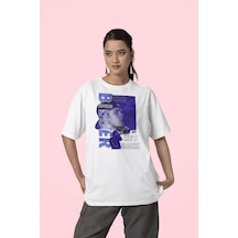 He Is Back Justin Bieber Baskılı Unisex Tişört, Oversize Şarkıcı Beyaz
