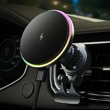 Chuangyinshop 360 Dönebilen Rgb Işıklı Manyetik Kablosuz Araç Şarj Cihazı - İphone Huawei Uyumlu