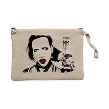 Marilyn Manson Portre Krem Clutch Astarlı Cüzdan / El Çantası Krem