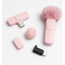 Pembe Kablosuz Yaka Mikrofonu Tekli Tak Çalıştır Ios Apple Uyumlu iPhone 6 8 Saat Kullanım 1 Adet