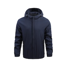 Erkek Su Geçirmez Yumuşak Kabuk Ceket Taktik Hoodie Kış Sıcak Askeri Mont Koyu Mavi