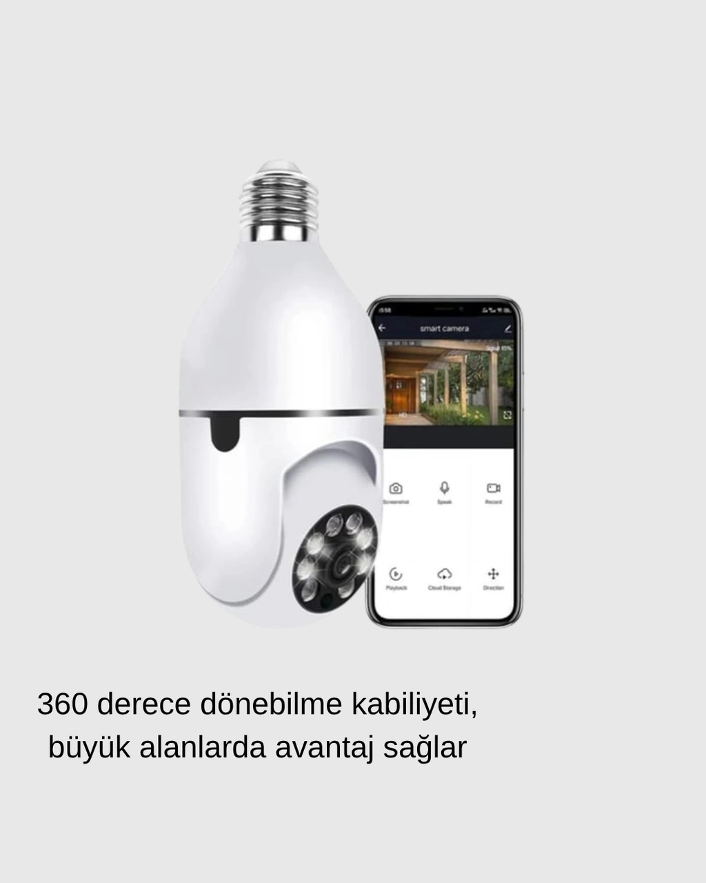 360 Derece Dönebilen Akıllı Duylu Kamera Ptz, Uzaktan Kontrol, Hareket Algılama - 900