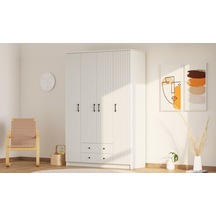 Rabi Mobilya İrem Country 4 Kapak 2 Çekmeceli Mega Gardırop