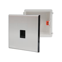 MERALLI INOX RJ45 data prizi, hakiki fırçalanmış paslanmaz çelik, çerçevesiz 86×86 Düz kasa dahil