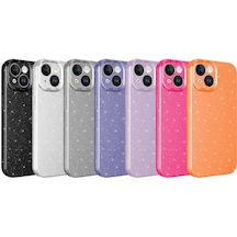 Apple Uyumlu iPhone 15 Kamera Korumalı Simli Lüks Zore Koton Kılıf mor Mor